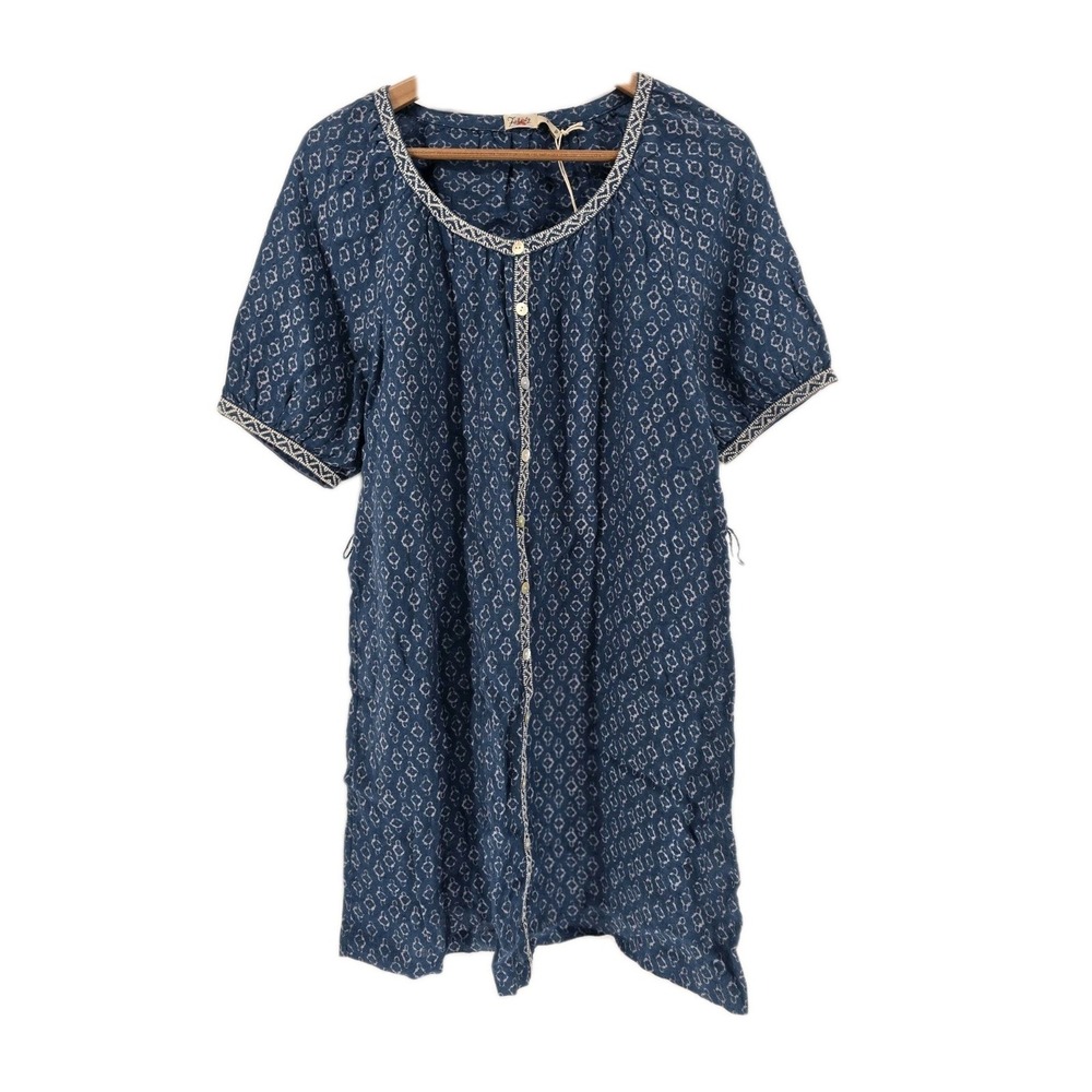Faherty Blue Button-Front Mini Dress - Picture 2 of 6